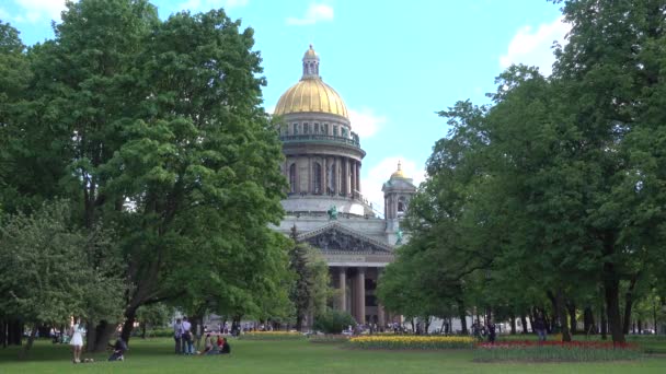 Cattedrale Sant Isacco Giardino Alessandro Russia San Pietroburgo Giugno 2021 — Video Stock