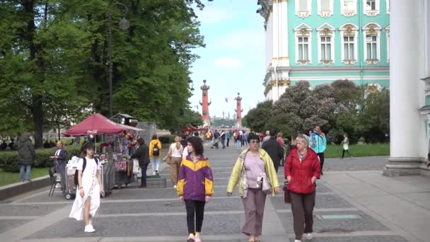 Mensen Lopen Langs Hermitage Rusland Sint Petersburg Juni 2021 — Stockvideo