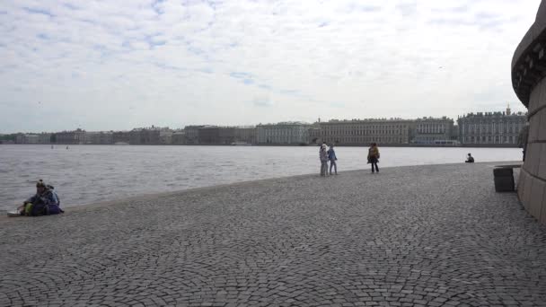 Broche Île Vassilievski Promenade Surplombant Rivière Neva Russie Saint Pétersbourg — Video