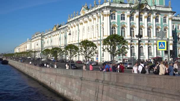 Ermita Del Estado Terraplén Del Palacio Rusia San Petersburgo Junio — Vídeo de stock