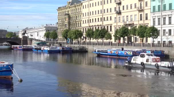 Rivière Fontanka Remblai Jour Été Russie Saint Pétersbourg Juin 2021 — Video