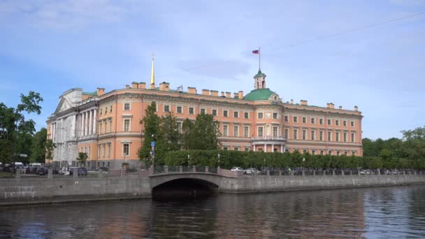 Castillo Mikhailovsky Dique Del Río Fontanka Rusia San Petersburgo Junio — Vídeos de Stock