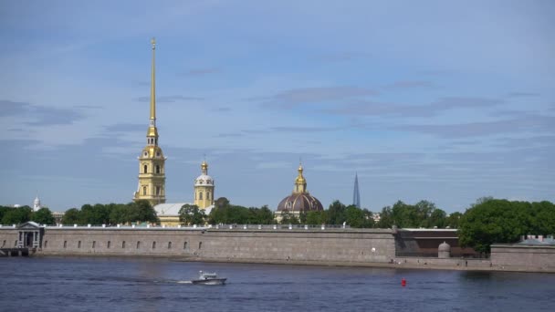 Peter Paul Fortress Neva River Zomerdag Rusland Sint Petersburg Juni — Stockvideo