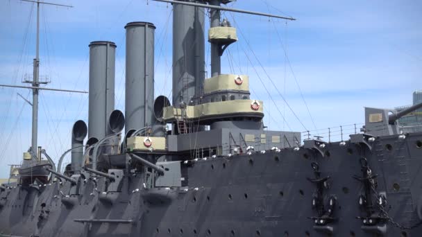 Cruiser Aurora Museo Buque Guerra Del Siglo Rusia San Petersburgo — Vídeo de stock