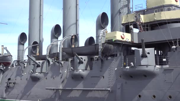 Cruiser Aurora Muzeu Navă Război Secolului Rusia Sankt Petersburg Iunie — Videoclip de stoc