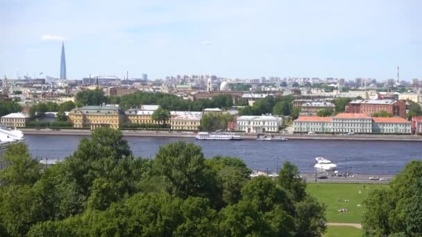 Blick Auf Petersburg Von Der Isaak Kathedrale Aus Russland Sankt — Stockvideo