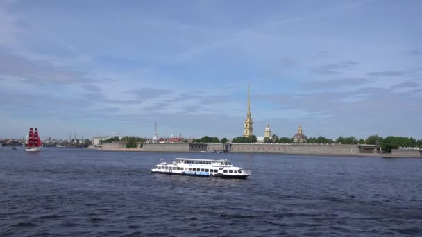 Peter Paul Fortress Neva River Zomerdag Rusland Sint Petersburg Juni — Stockvideo