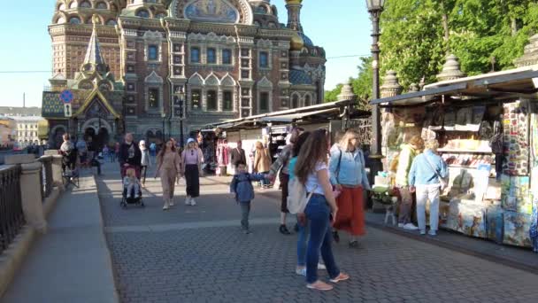 Gente Camina Por Calle San Petersburgo Rusia San Petersburgo Junio — Vídeos de Stock