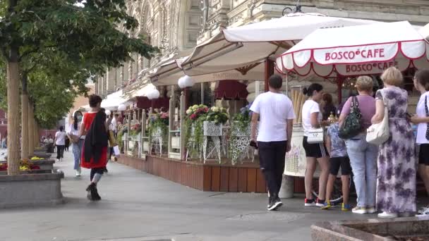 Open Veranda Van Een Openluchtrestaurant Het Rode Plein Moskou Rusland — Stockvideo