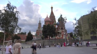 Moskova Kremlin, St. Basil Katedrali, Spasskaya Kulesi. Rusya Moskova Temmuz 2021