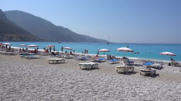 Spiaggia Oludeniz Fethiye Gente Nuota Rilassarsi Sul Mar Egeo Fethiye — Video Stock