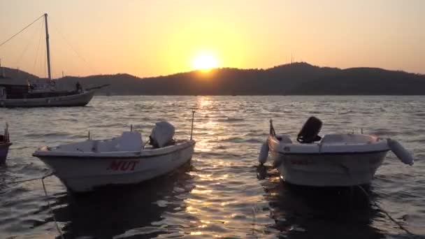 Barcos Atardecer Puerto Deportivo Fethiye — Vídeos de Stock