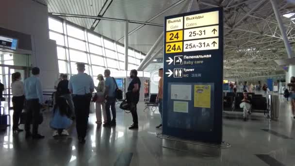 Boarding Gate Flughafen Wnukowo Russland Moskau August 2021 — Stockvideo