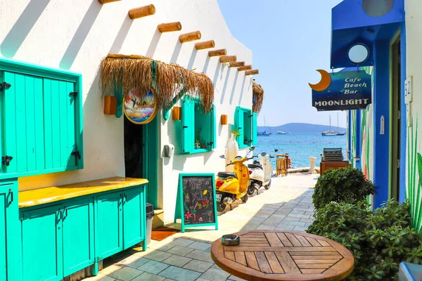 Rue Ville Bodrum Avec Cafés Authentiques Restaurants Sur Les Rives — Photo