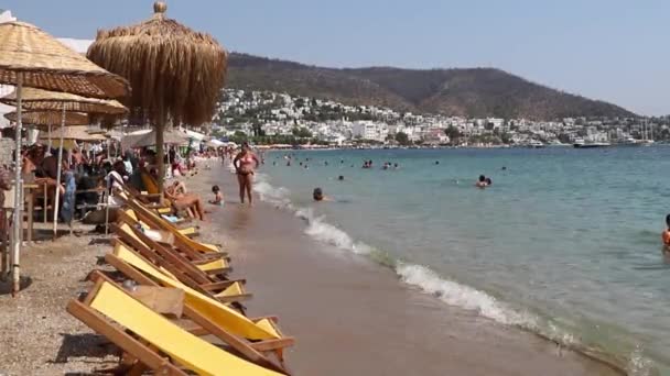 Plage Ville Bodrum Avec Des Gens Repos Bodrum Turquie Août — Video