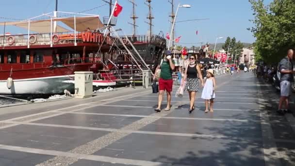 Marmaris Embankment Walking People Marmaris Turkey August 2021 — Stock Video