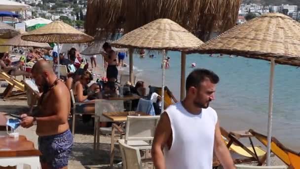 Plage Ville Bodrum Avec Des Gens Repos Bodrum Turquie Août — Video