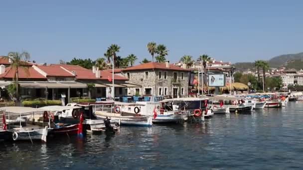 Marmaris Marina Centro Storico Con Caffè Ristoranti Marmaris Turchia Agosto — Video Stock