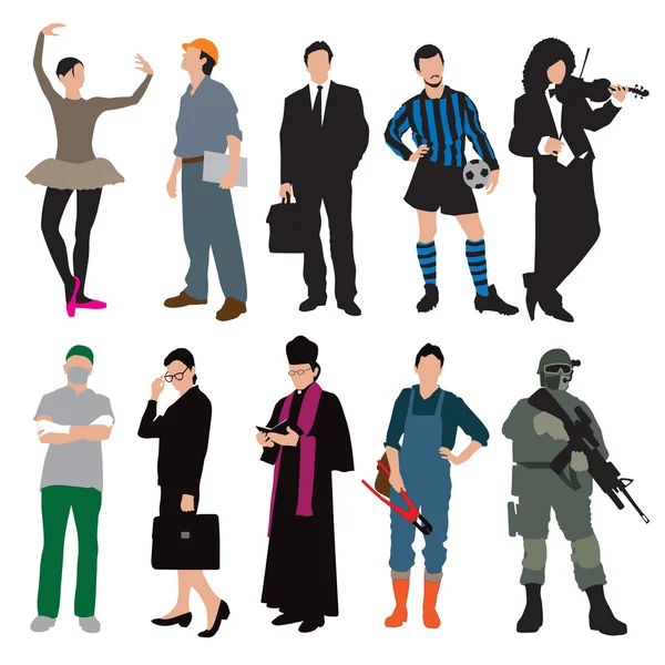 Different jobs and uniforms — Stock Vector