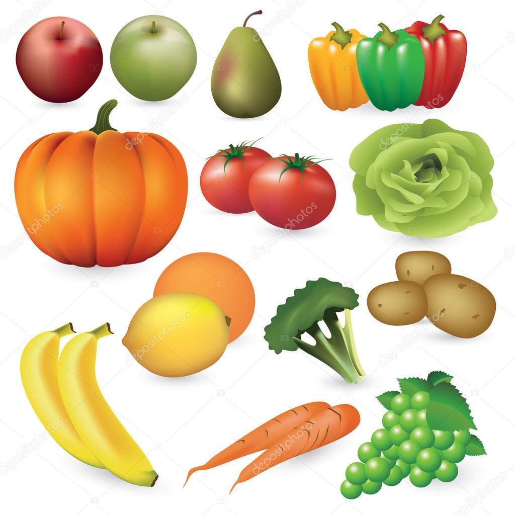 frutas verduras e legumes — Vetor de Stock © Route55 #54696893