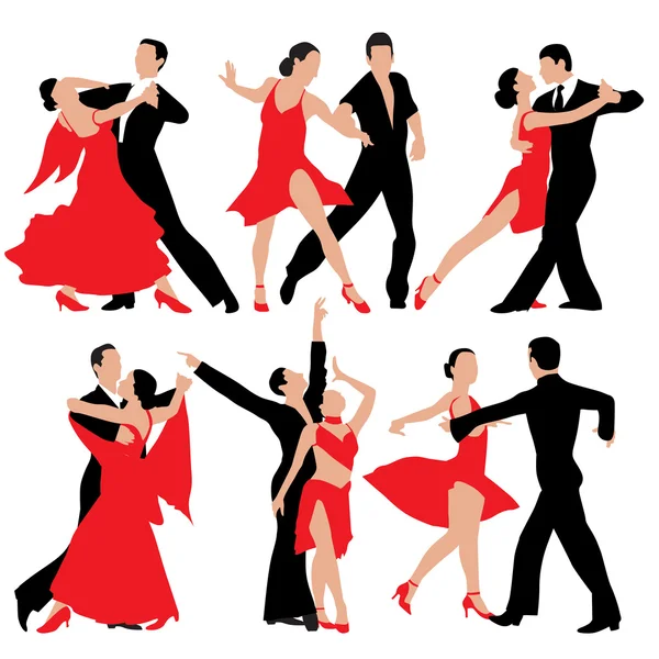 Parejas bailando — Vector de stock