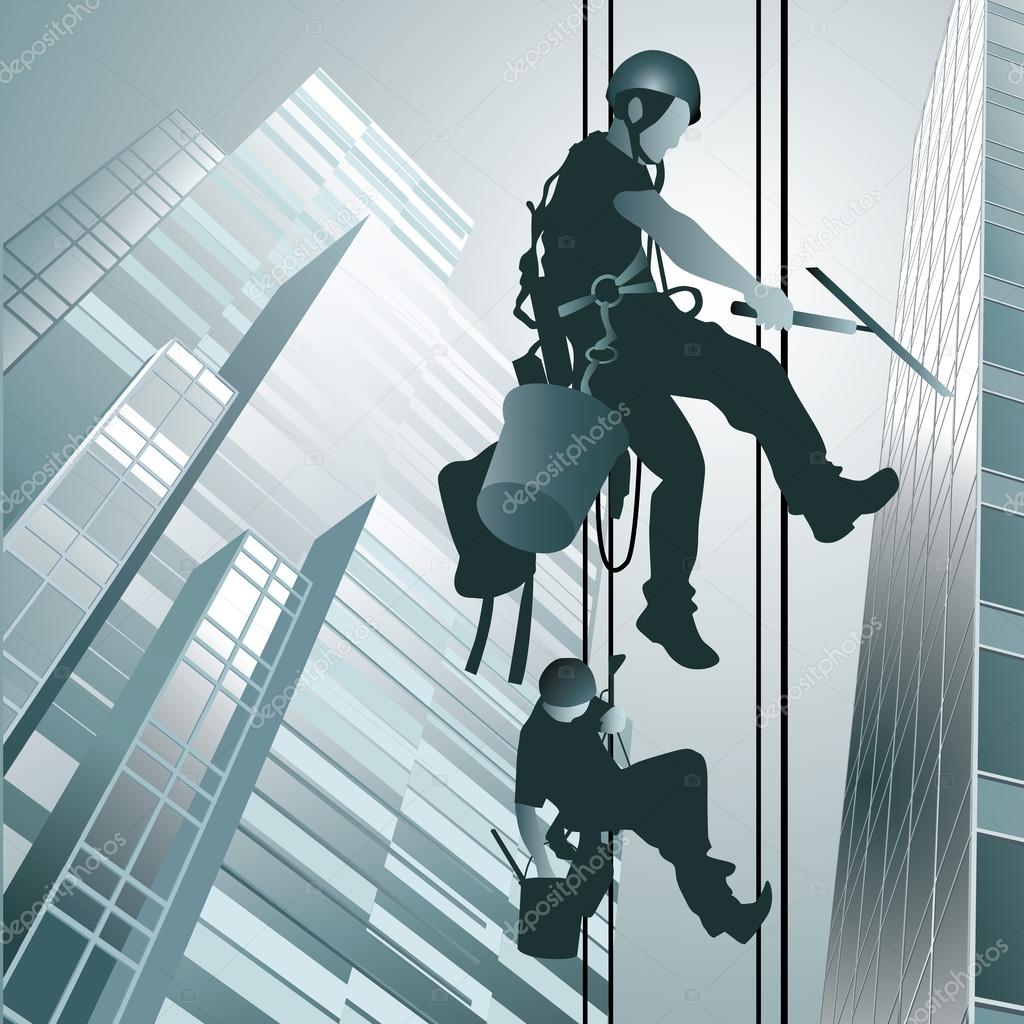 Climbers clean windows Stock Vector Image by ©Route55 #55905931
