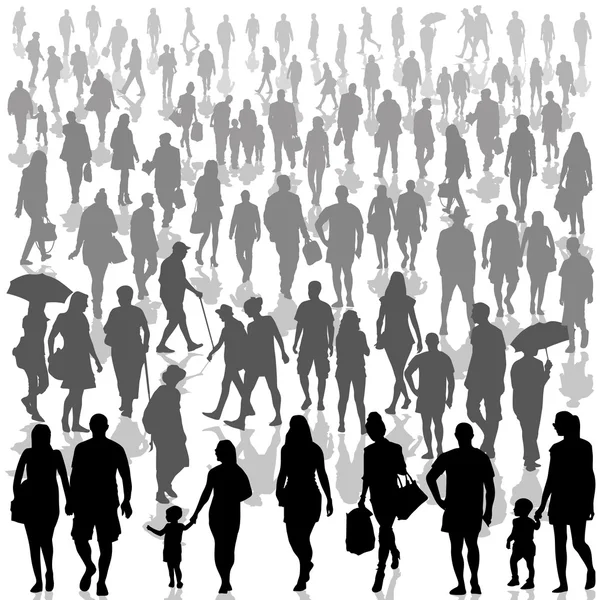 Multitud de personas caminando — Vector de stock