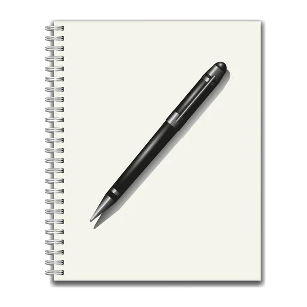 Cuaderno y pluma — Vector de stock