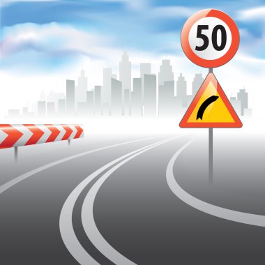 Yolun hız hız sınırı işareti ile