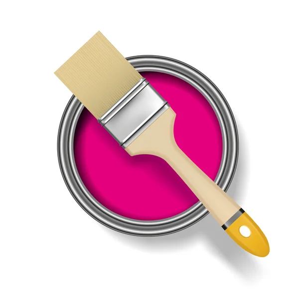 Paint can with brush — Stock Vector