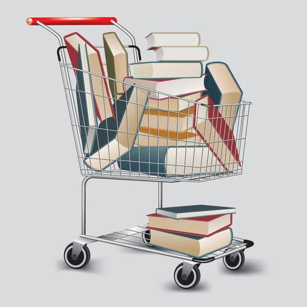 Books in shopping cart — Stock Vector
