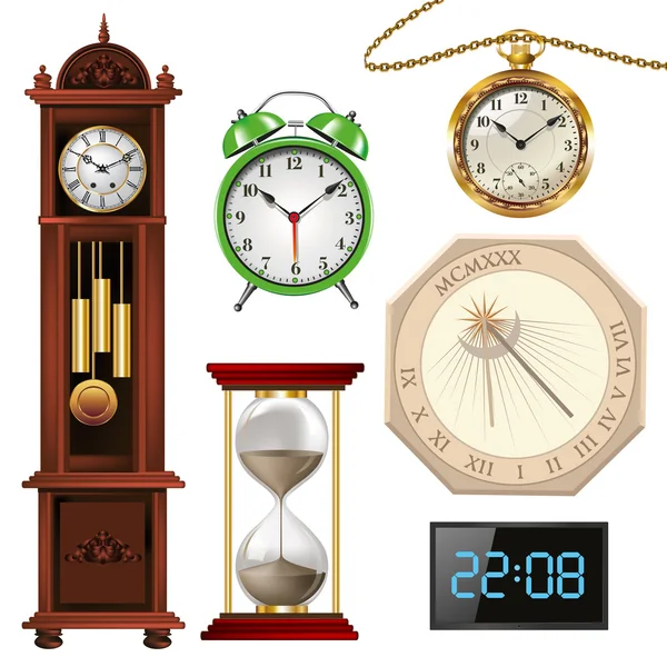 Different types of clocks — Stock Vector