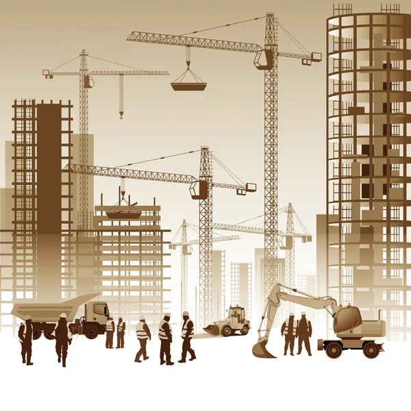 Buildings under construction — Stock Vector