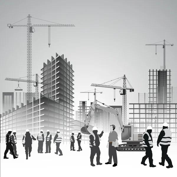 Construction site workers — Stock Vector