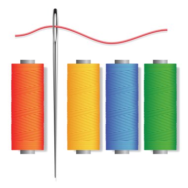 Needle and reels of threads clipart