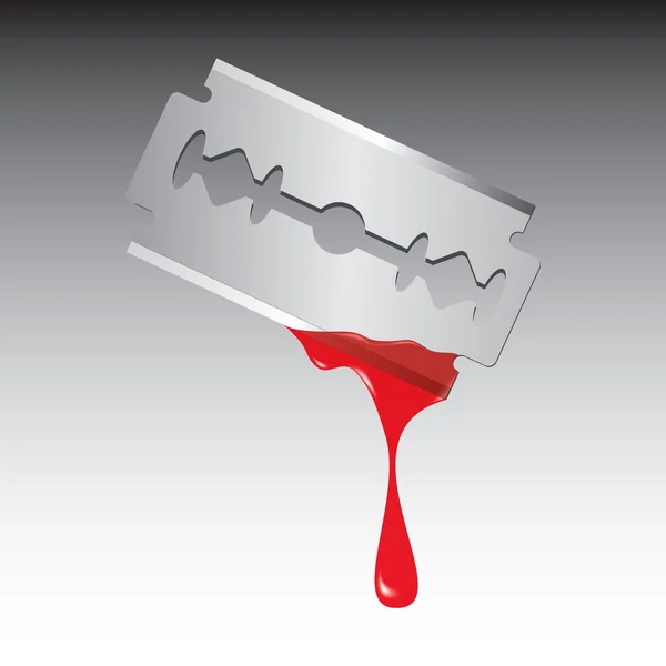 Razor blade with blood — Stock Vector