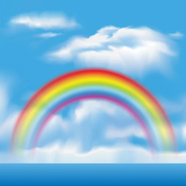 Cielo azul con arco iris — Vector de stock