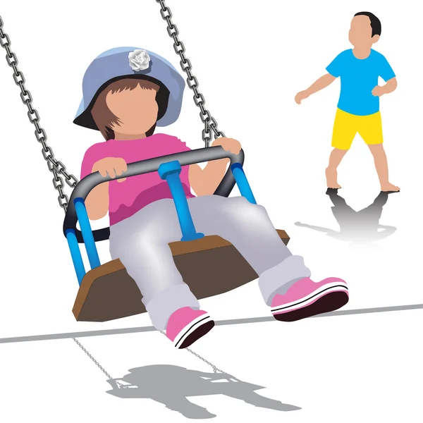 Fille sur un swing — Image vectorielle