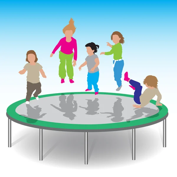 Crianças jogando trampolim — Vetor de Stock