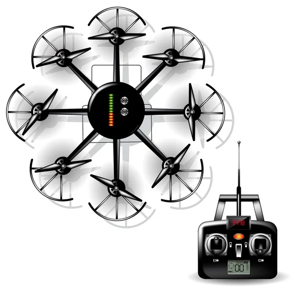 Multirotor helicopter with camera — Stock Vector