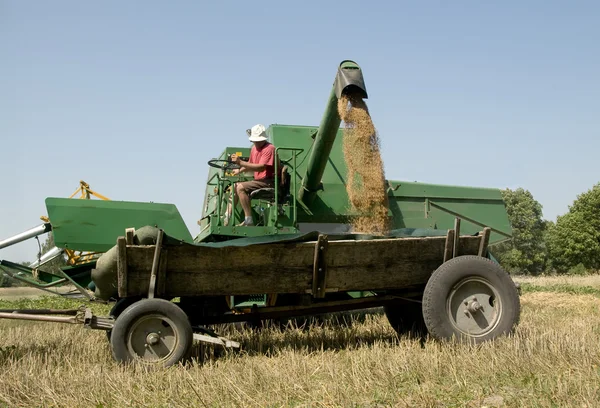 Maaimachine laden houten aanhangwagen — Stockfoto