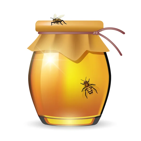 玻璃瓶蜂蜜 — 图库矢量图片