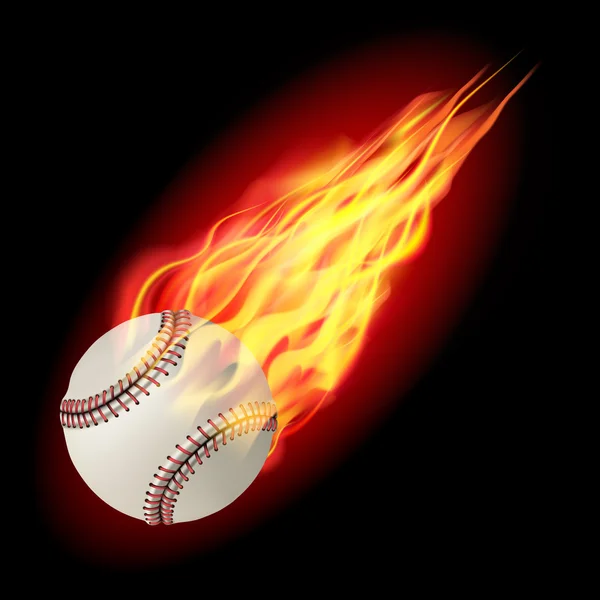Balle de baseball en feu — Image vectorielle