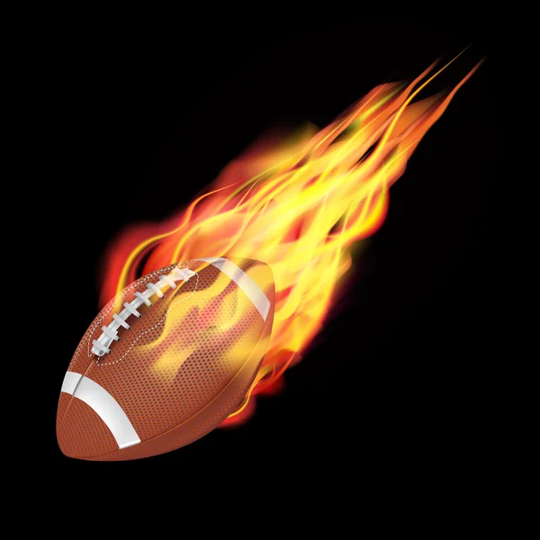 American football ball in fire — Stock Vector