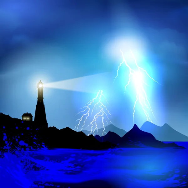 Phare dans la tempête — Image vectorielle