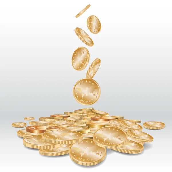 Caída de monedas de oro — Vector de stock