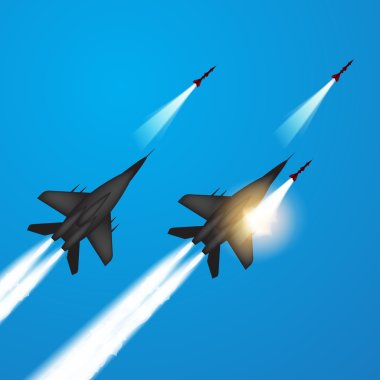 Fighter jets fired a missiles clipart