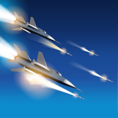 Aerial bombardment by fighter jets clipart
