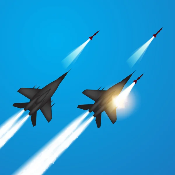 Aviones de combate dispararon un misil — Archivo Imágenes Vectoriales