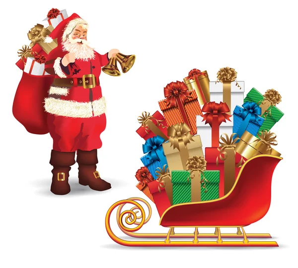 Santa claus with gifts — Stock Vector